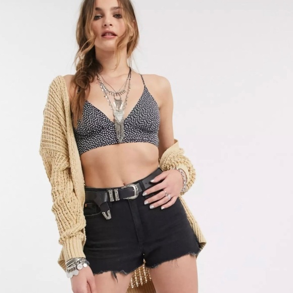 Free People Cassie Soft Bra Black Heart Print - XS - Picture 2 of 8